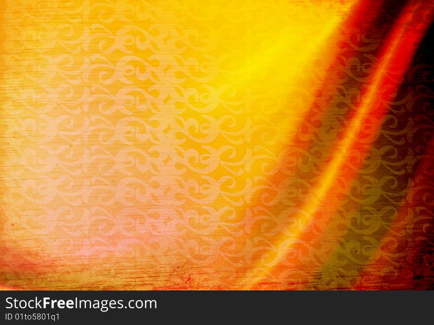 Orange and yellow texture with light effects. Old waves surface. Orange and yellow texture with light effects. Old waves surface