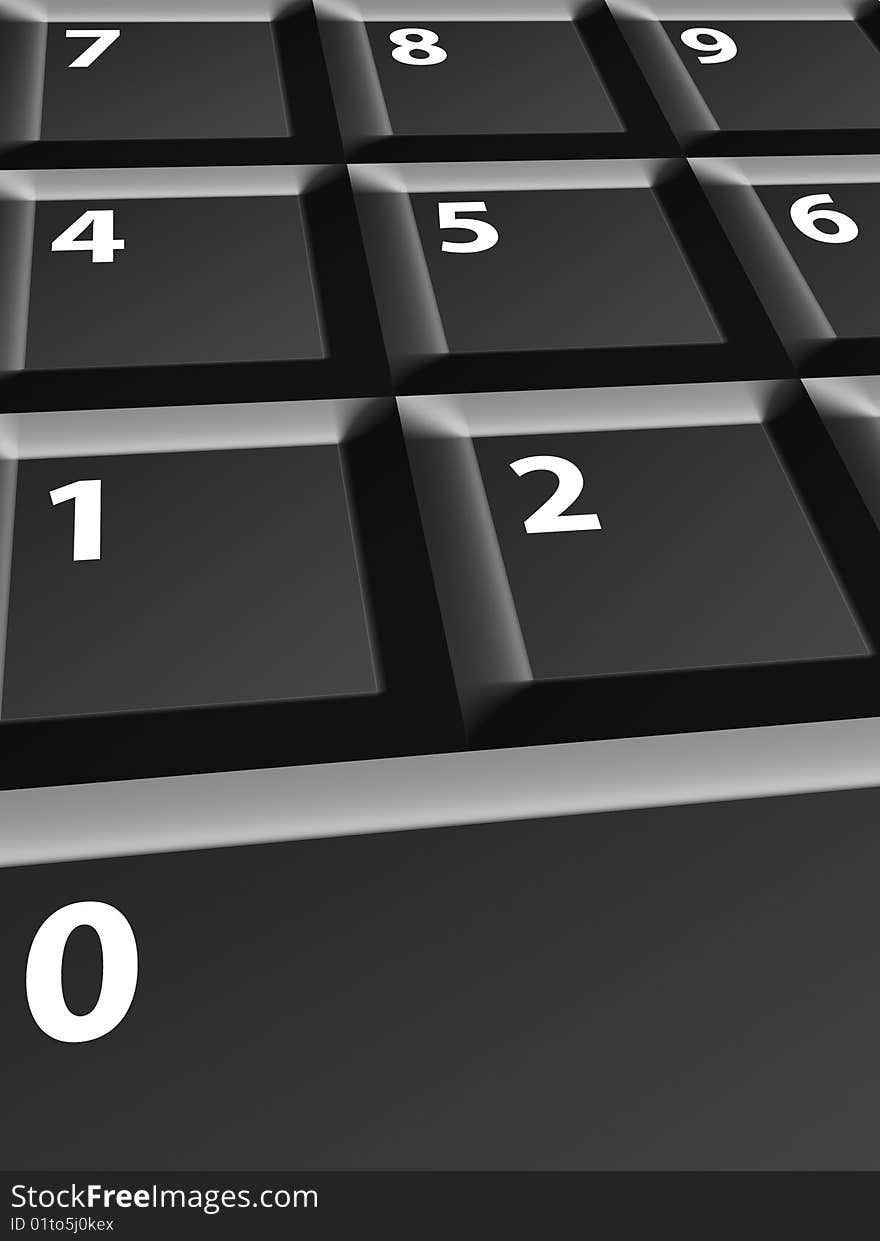 Gray numbers keyboard with perspective effect. Business illustration