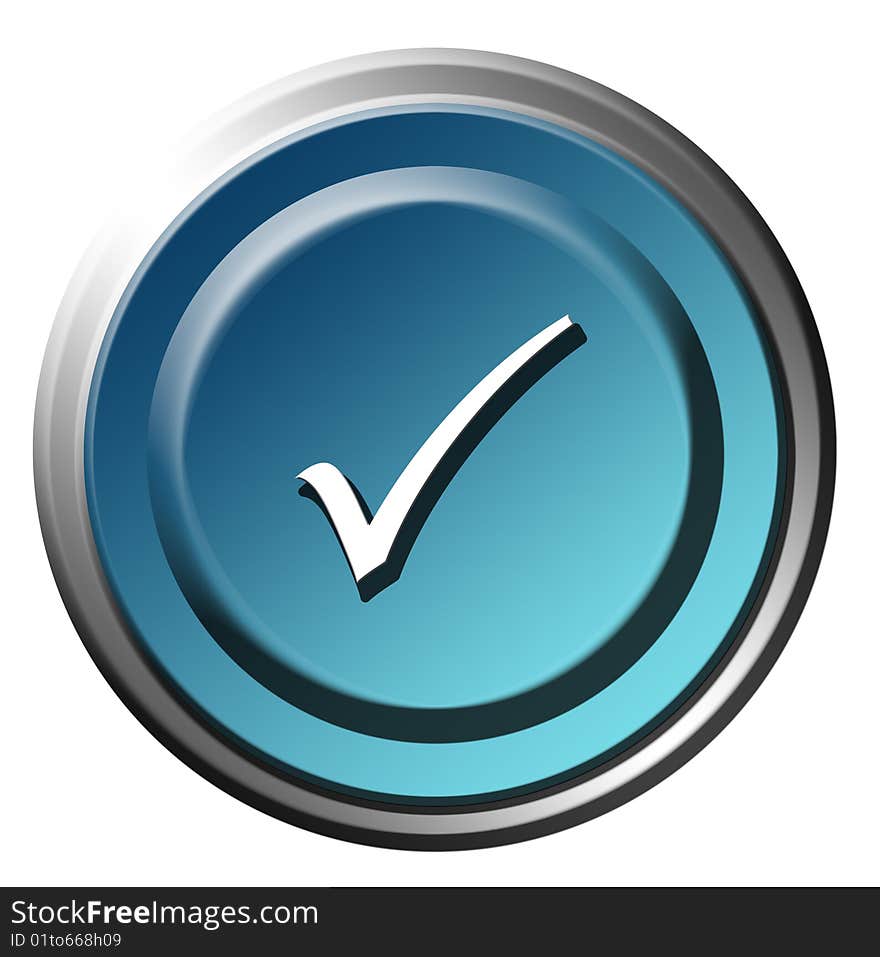 Blue button with right symbol, over white background