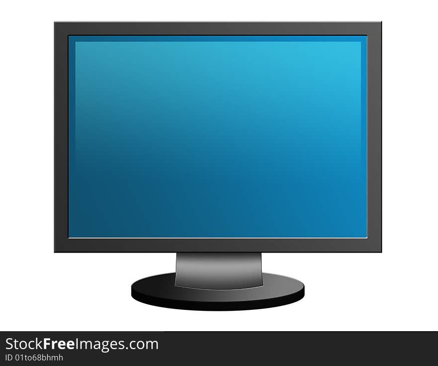 Blue screen over white background. Blank illustration