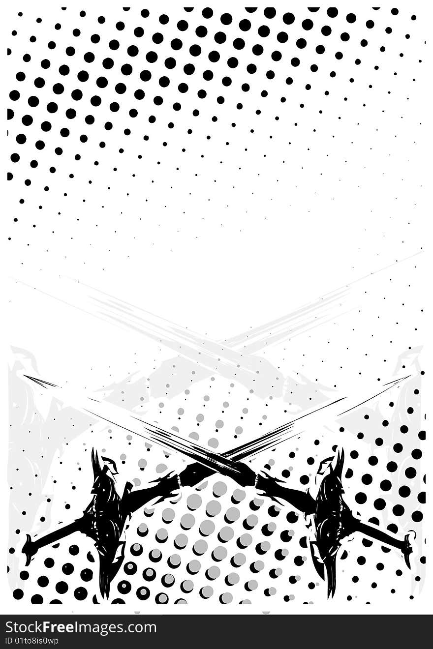 Swords dots poster background in the vectors