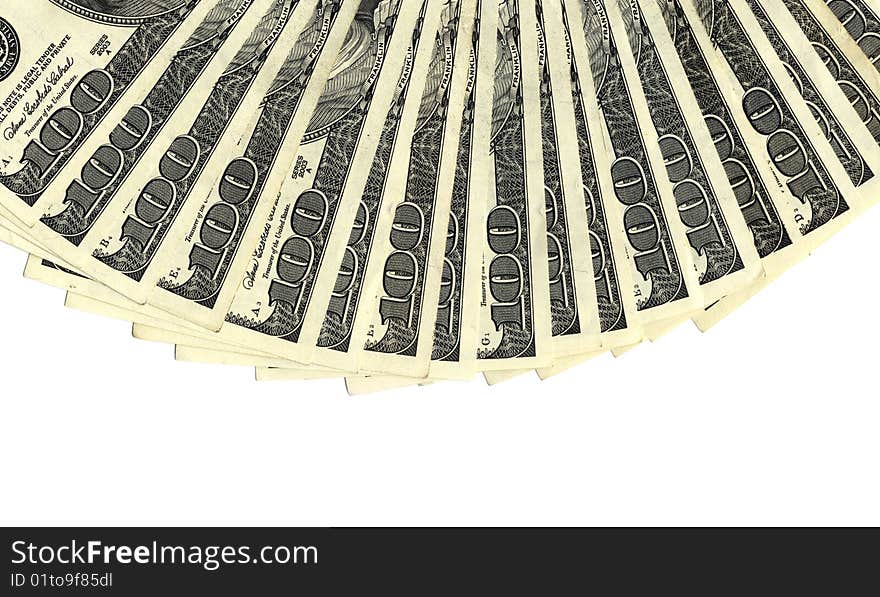 Stack of american dollars with space for text