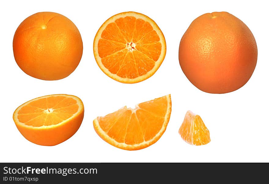 Collection of oranges on white background with clipping paths. Collection of oranges on white background with clipping paths