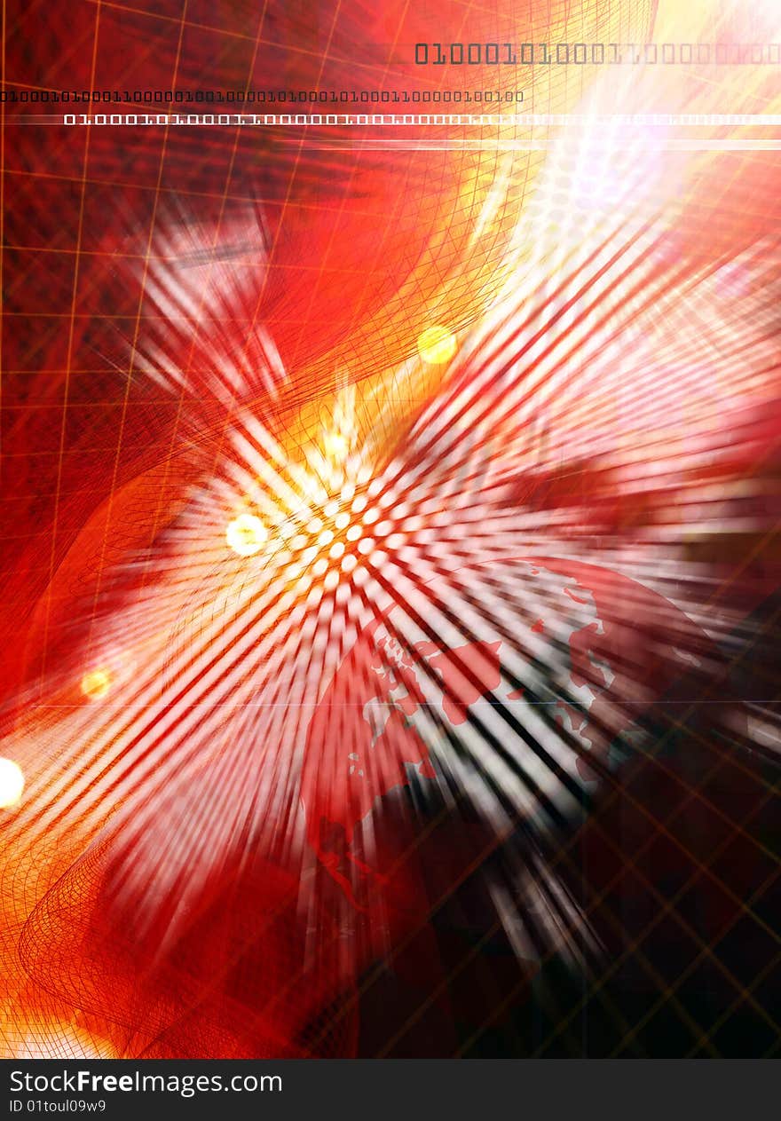 Abstract background with a grid, figures and effect of movement. Abstract background with a grid, figures and effect of movement