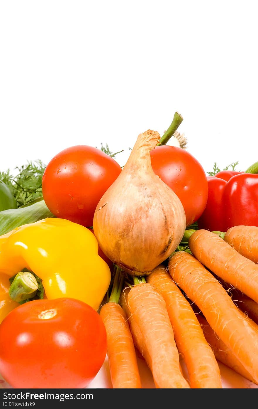 Set of different vegetables isolated on white background