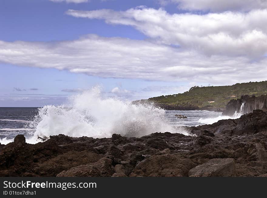 Volcanic Coastline In  Azores