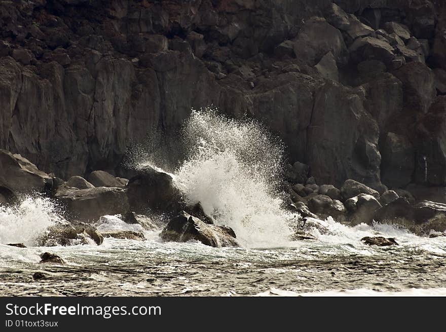 Volcanic coastline in  Azores