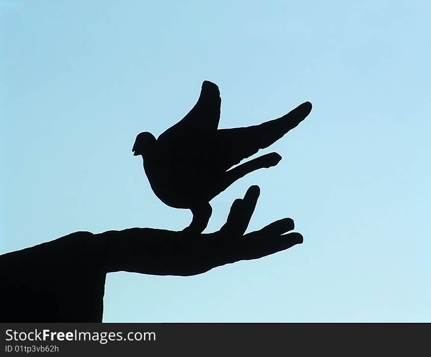 Silhouette of a statue in a church in rio de janeiro. Silhouette of a statue in a church in rio de janeiro