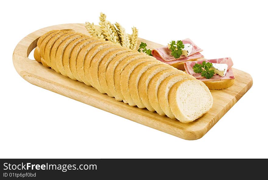 Slices of white bread on a cutting board