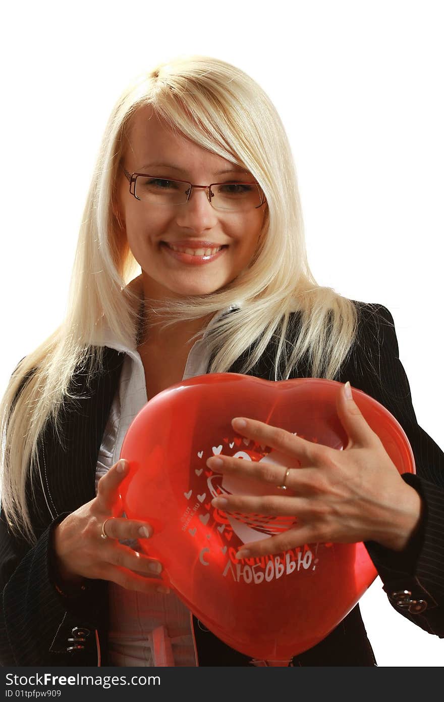 A Young Attractive Woman With Red Balloon