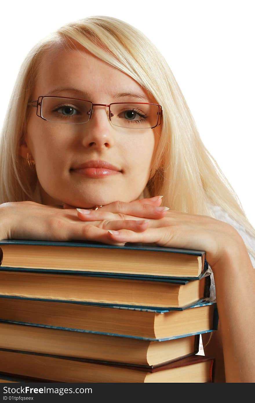 Female Student Portrait, isolated on white background