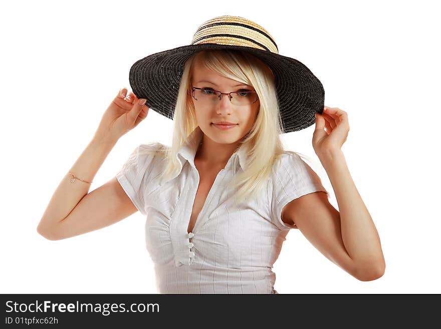 A Young Attractive Woman With Straw Hat