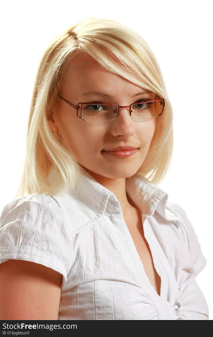 A young attractive woman, isolated on white background