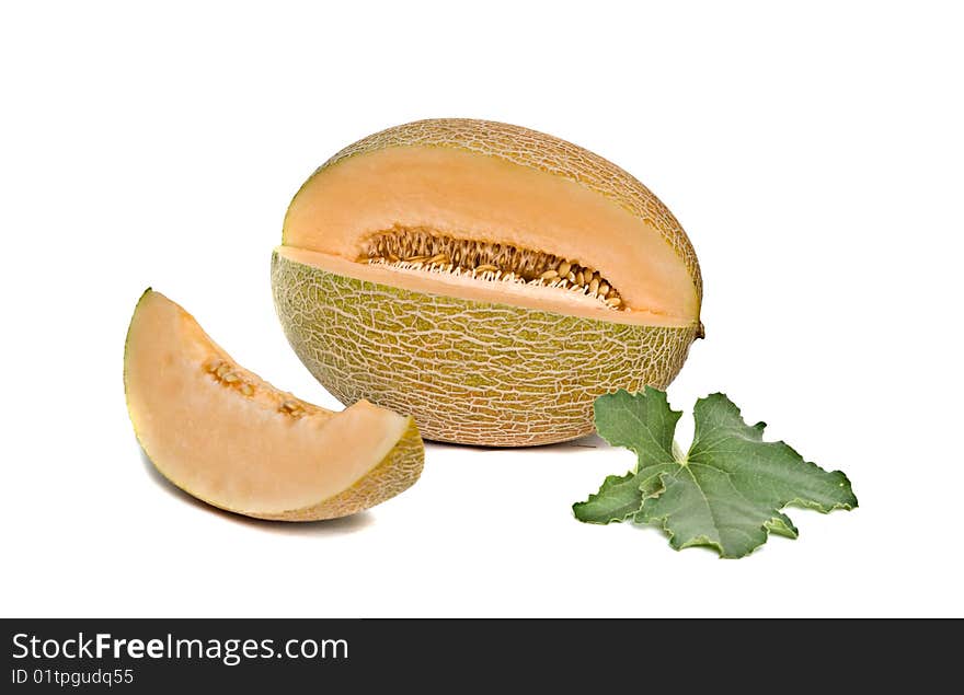 Melon section and segment isolated on white background