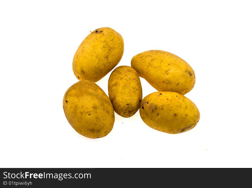 Potato fruits on a white background