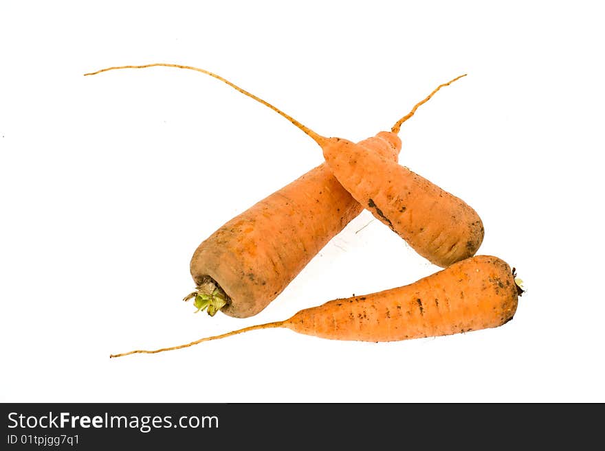 Carrots fruits on a white background