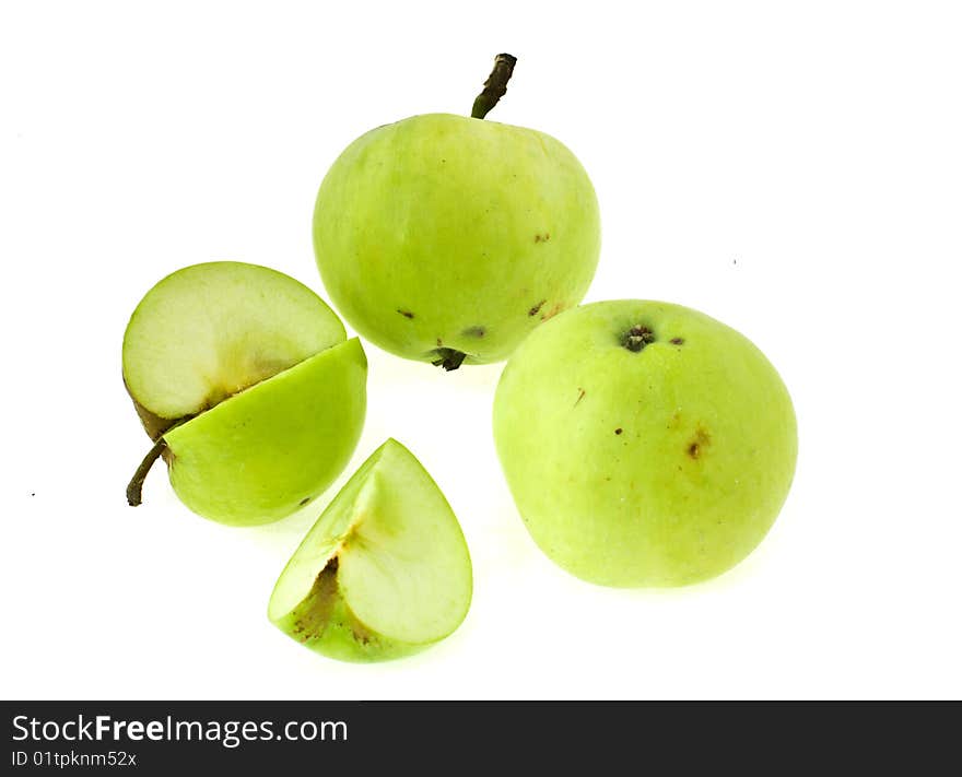 Green apple on a white background