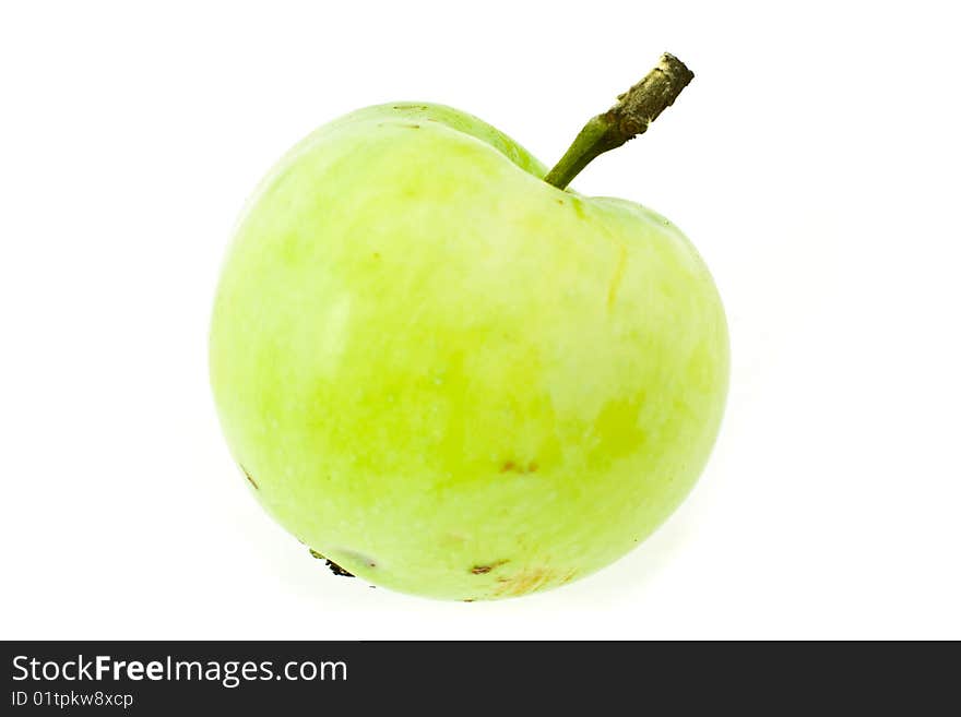 Green apple on a white background