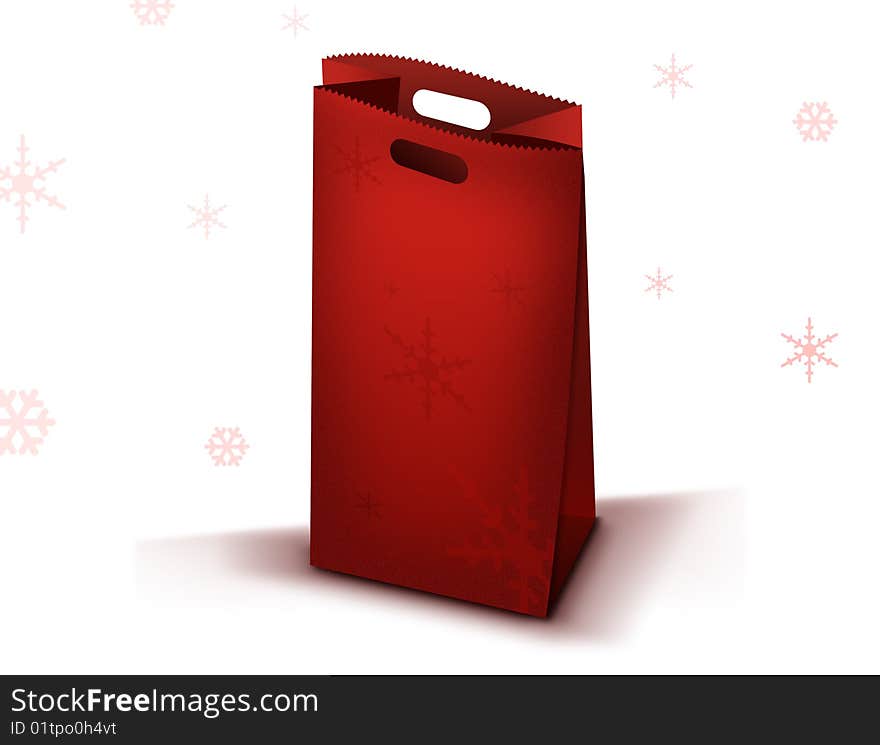 Christmas Shopping paper bag with white background