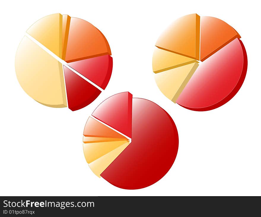 Set of 3 pie charts. Available in jpeg and eps8 format.