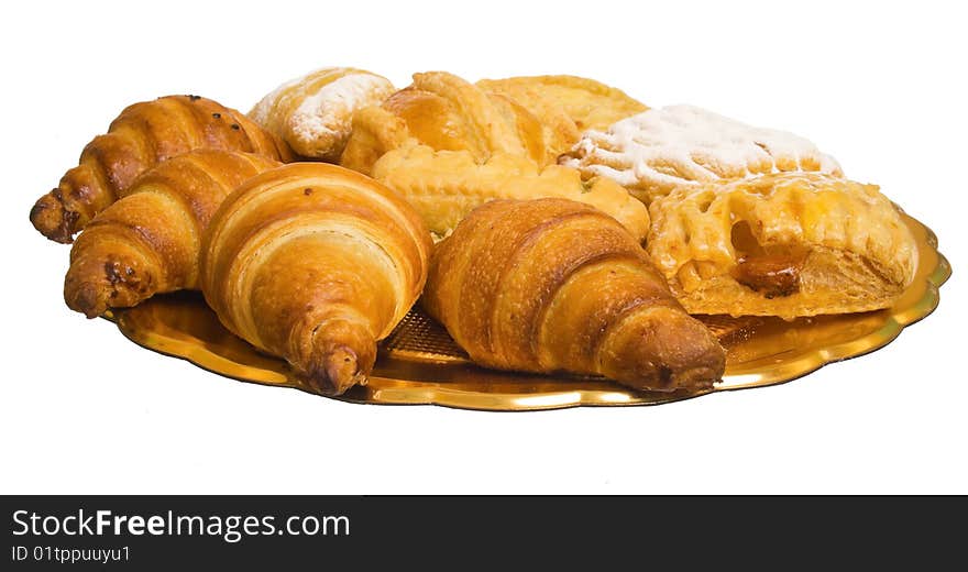 The plate with croissants