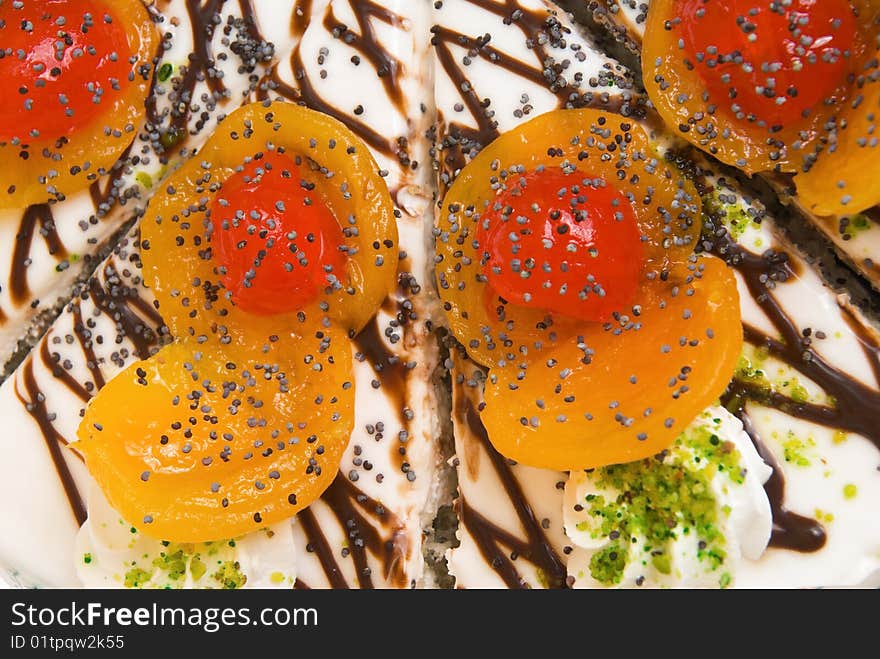 The sweet cake on white background (isolated)