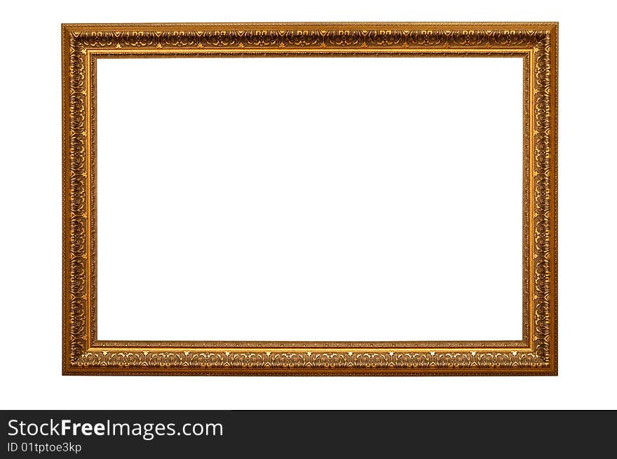 Antique golden wood frame including clipping path. Antique golden wood frame including clipping path