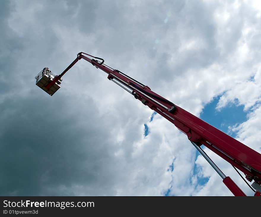 Rescue firefighting basket crane high up in the air