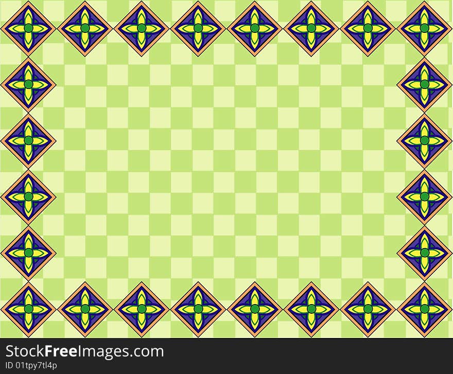 Green checkered background and frame. Green checkered background and frame