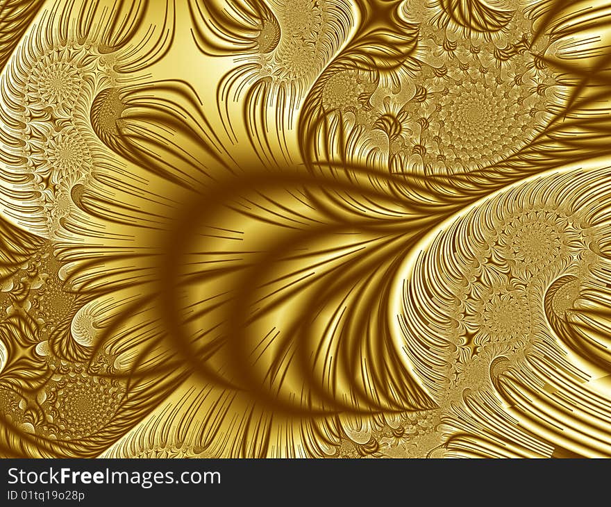 Yellow fractal a spiral from thin lines. Yellow fractal a spiral from thin lines