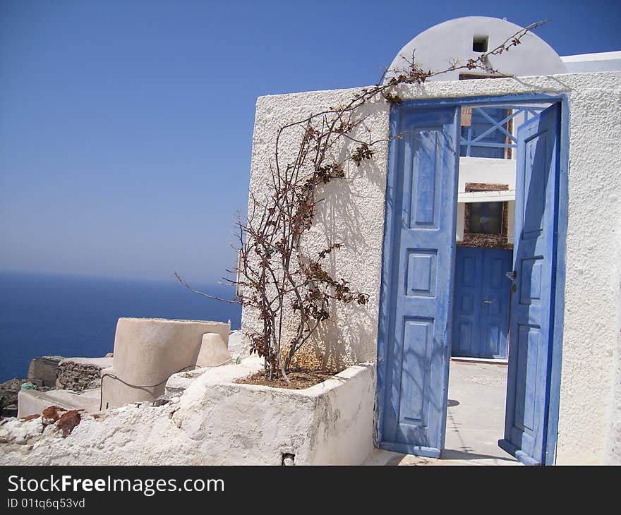 Entry to a house on the greek island of Santorini. Entry to a house on the greek island of Santorini