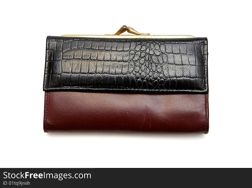 Retro closed woman s leather purse isolated