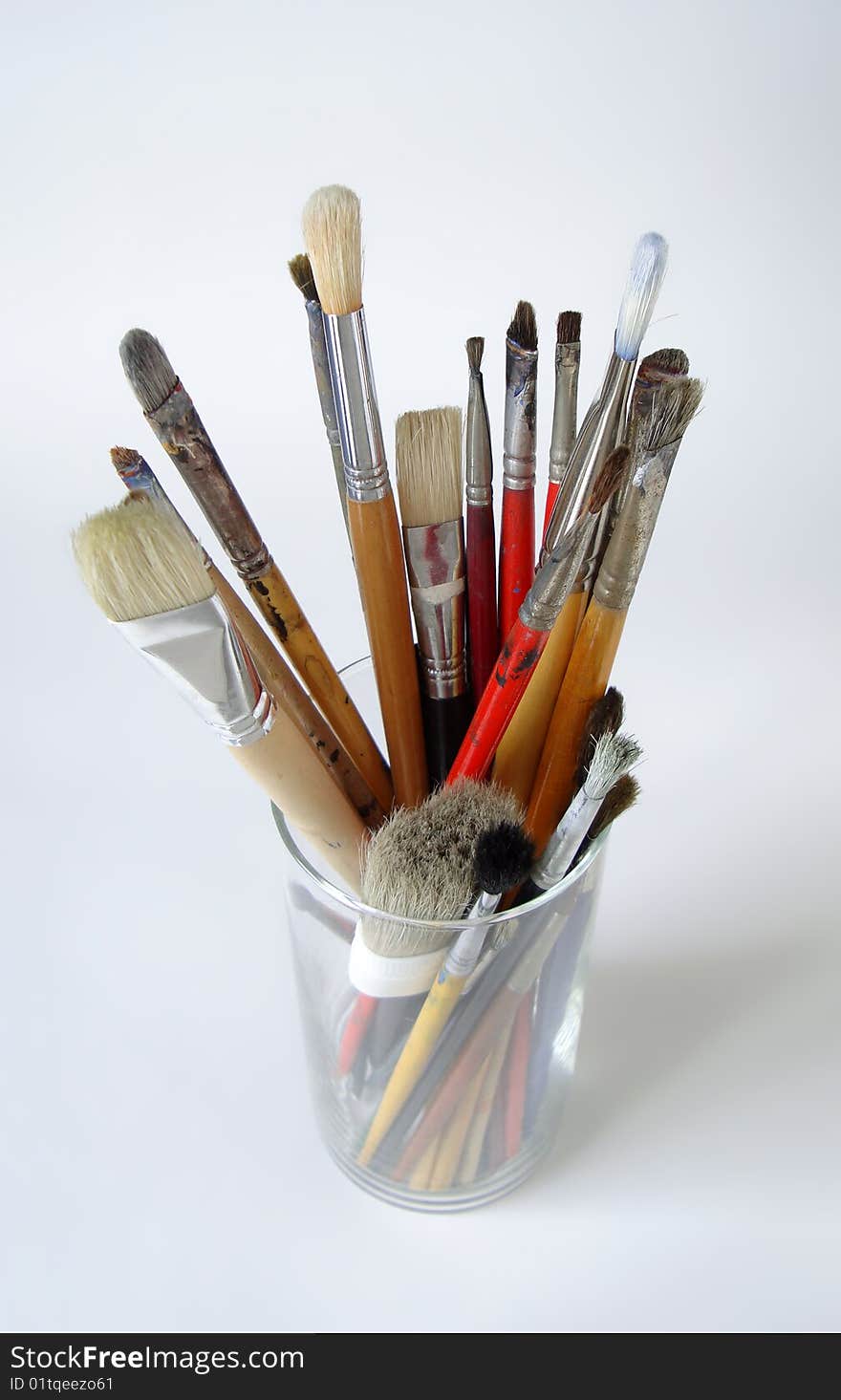 Paint Brushes In Glass Container