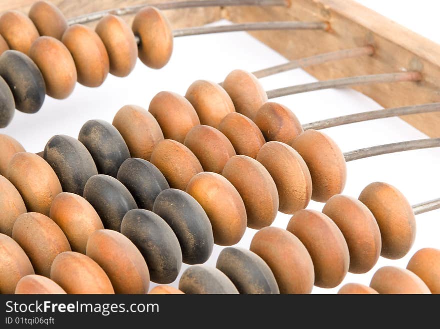 Old abacus isolated on white background