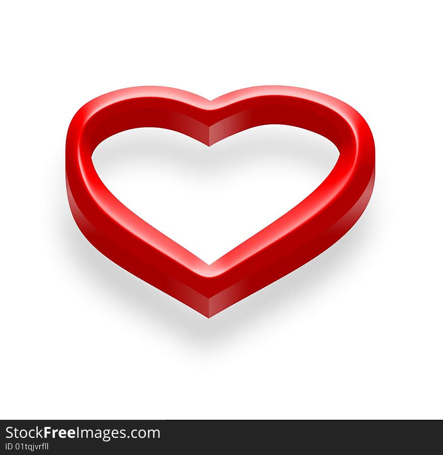 A 3D illustration of a red heart, isolated on a white background.