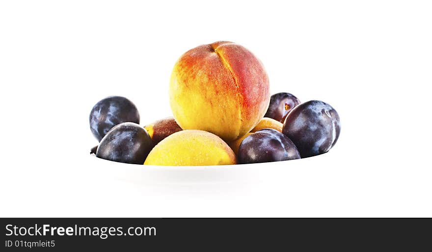 Fruit popping out on white backround