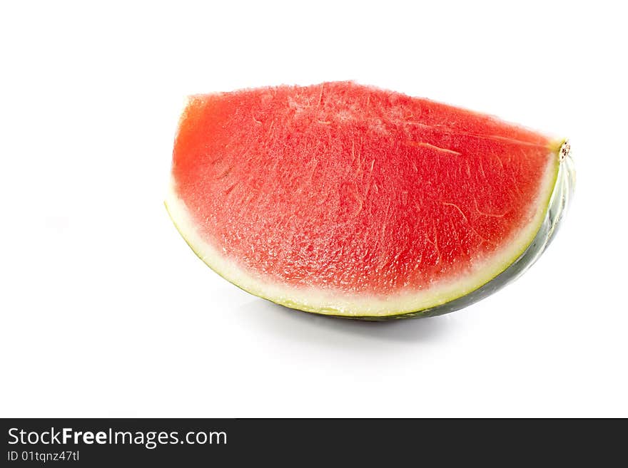 A slice of watermelon on white backround