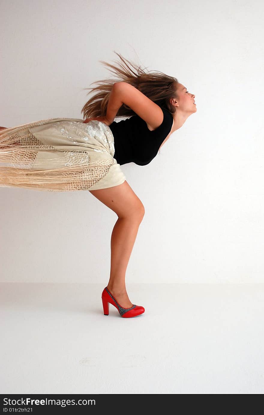 Beautiful Woman With Long Flying Hair