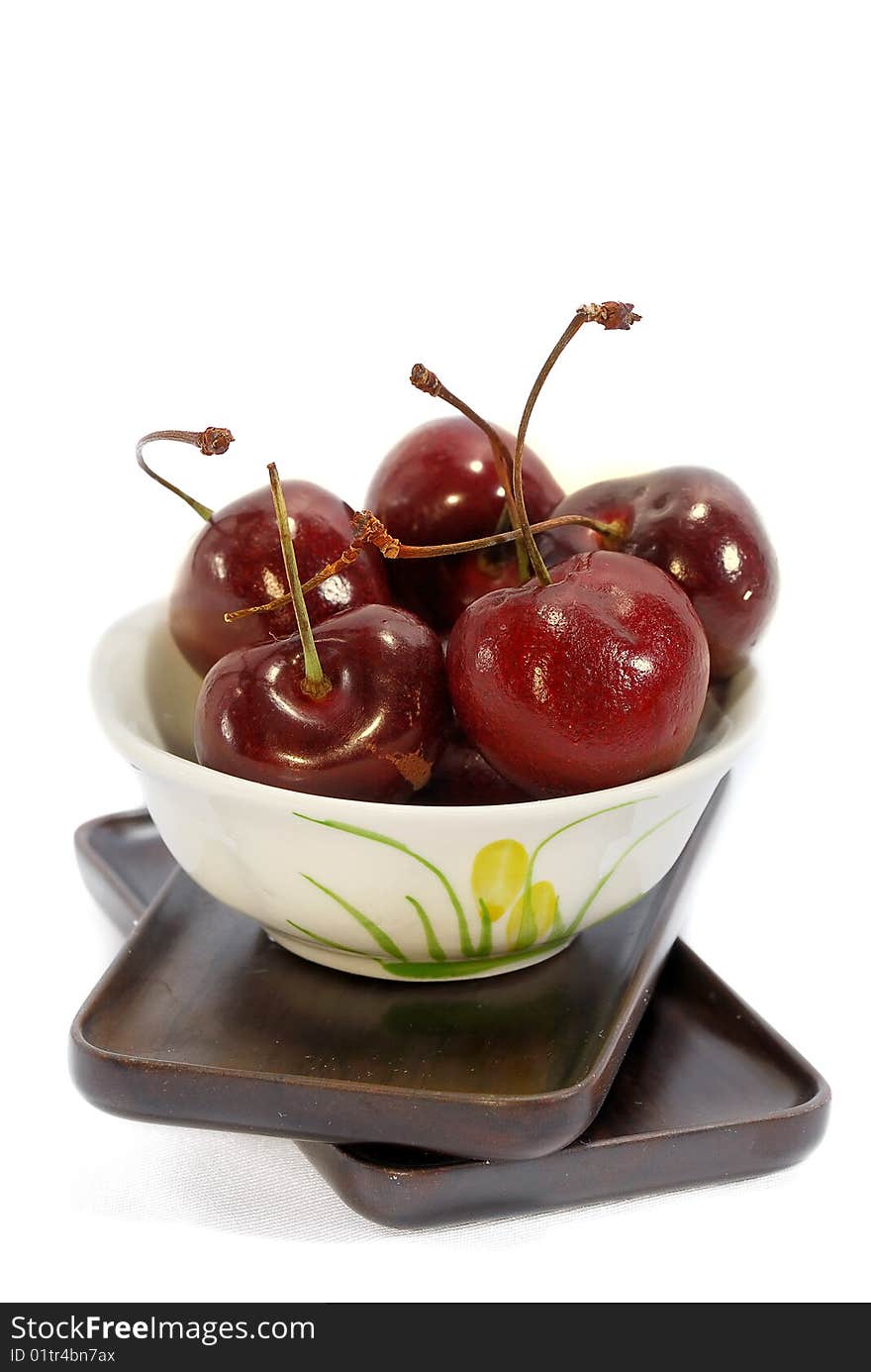 Close capture Fresh Cherry on white background. Close capture Fresh Cherry on white background