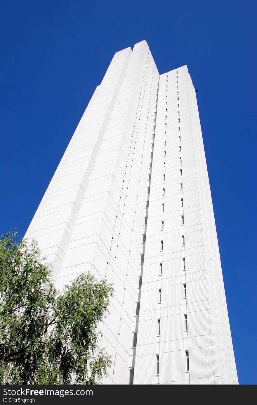 Modern building on the blue sky background