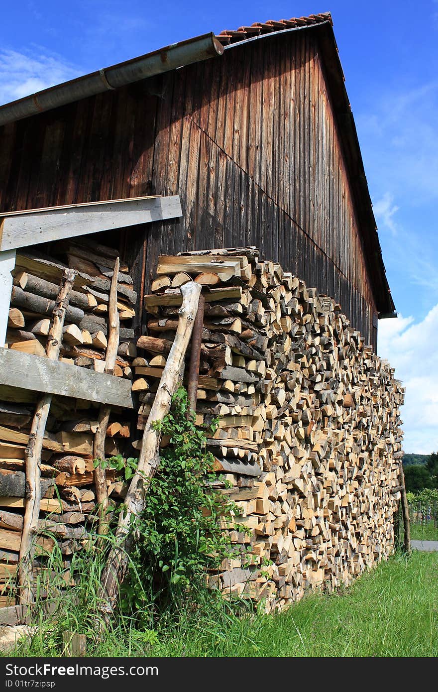 Stack of wood from the side