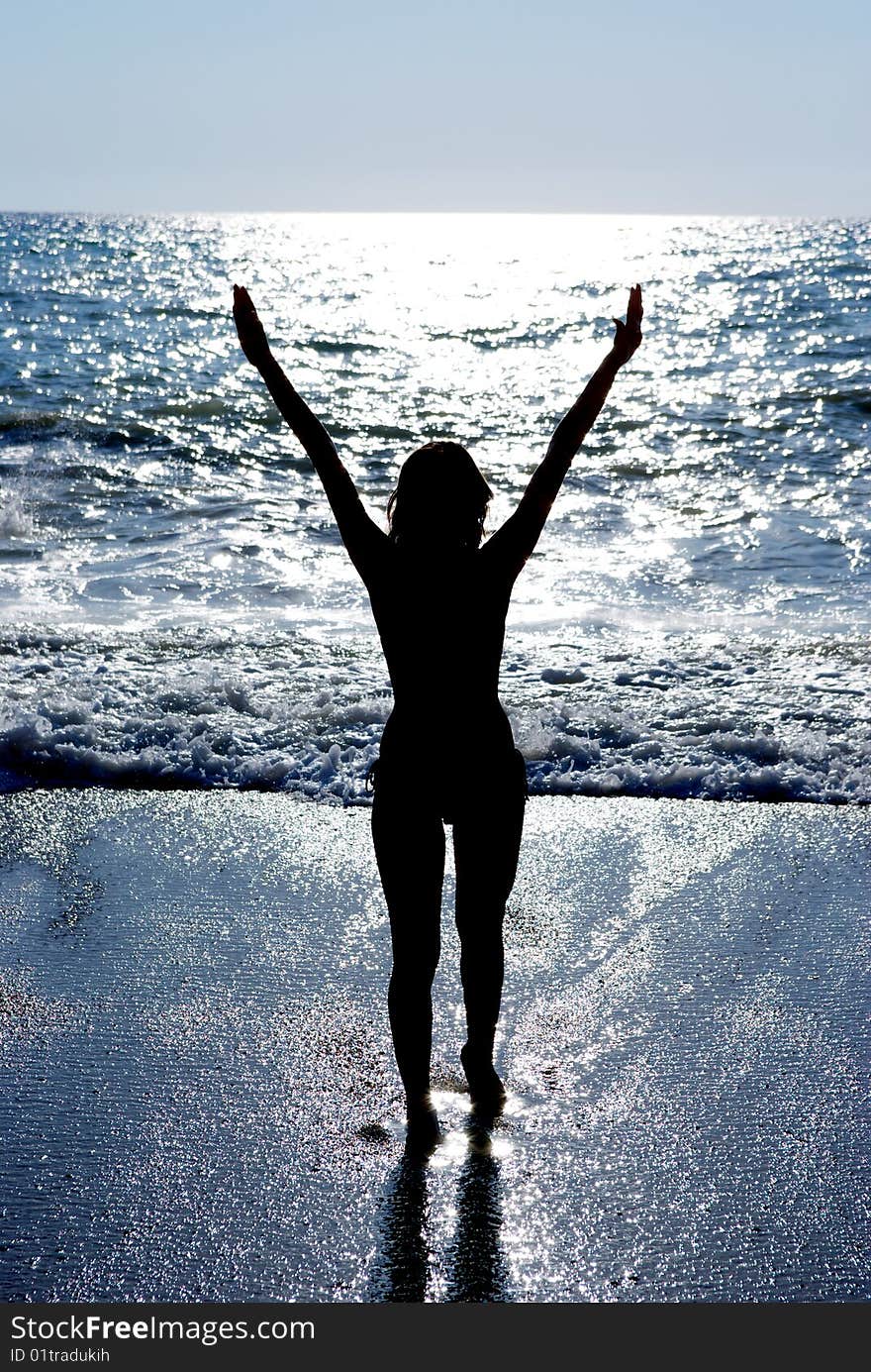 Silhouette on beach