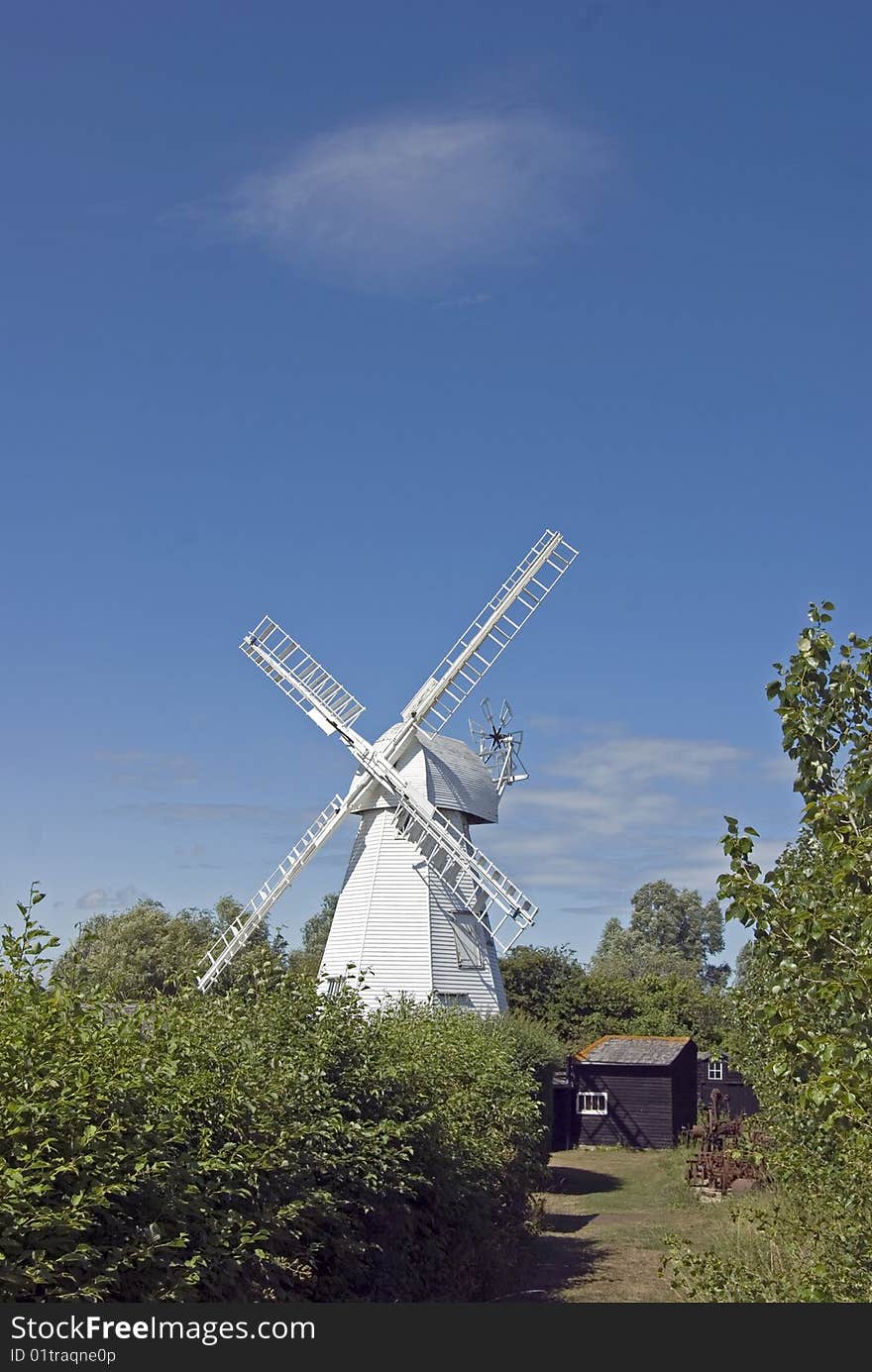 Portrait view of the White corn mill built in 1760 in Sandwich Kent England. Portrait view of the White corn mill built in 1760 in Sandwich Kent England.