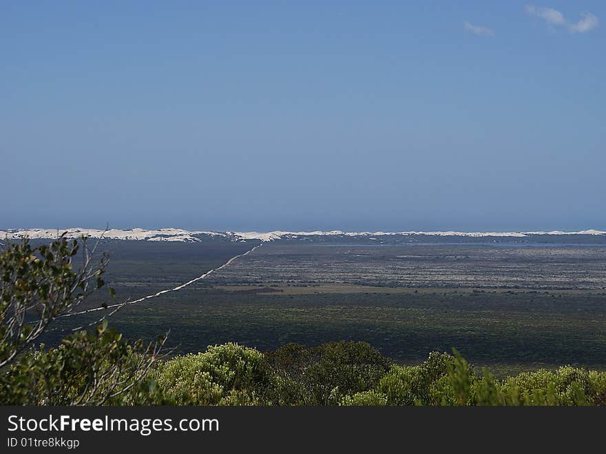 Overview of the landscape in De Hoop, a national park in the south of South Africa. Overview of the landscape in De Hoop, a national park in the south of South Africa