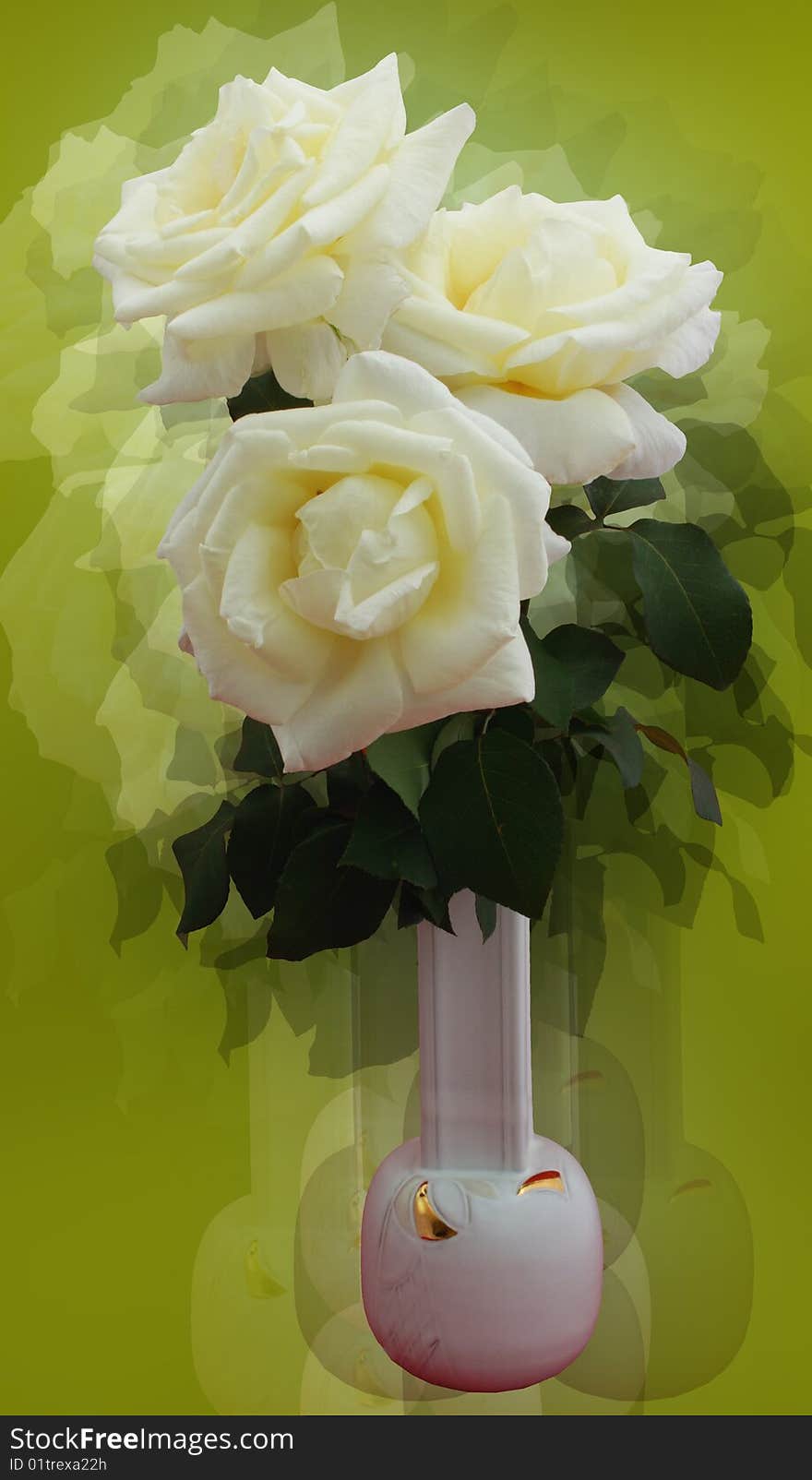 Fantasy - bouquet of yellow roses in vase. Fantasy - bouquet of yellow roses in vase