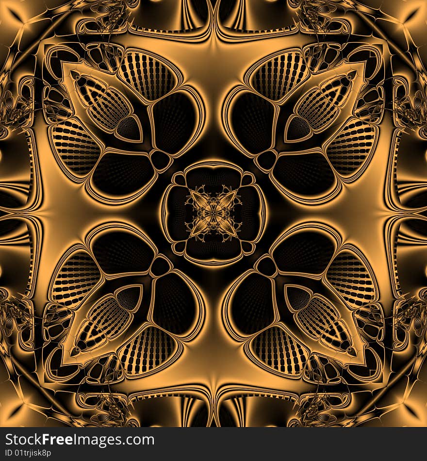 Symmetric brown fractal a pattern from smooth lines. Symmetric brown fractal a pattern from smooth lines