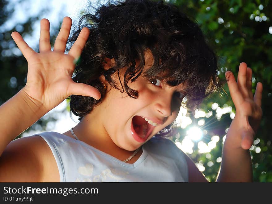 Girl Screaming With Hands