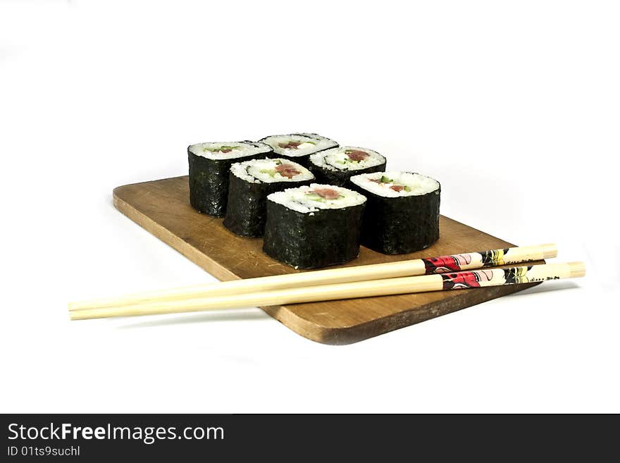 Set of Japan food, sushi on white background