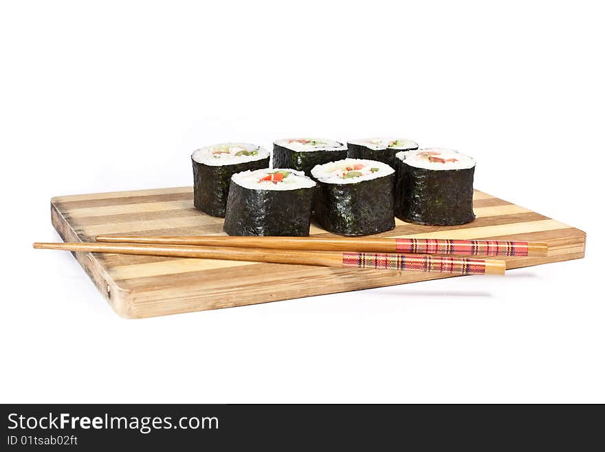 Set of Japan food, sushi on white background