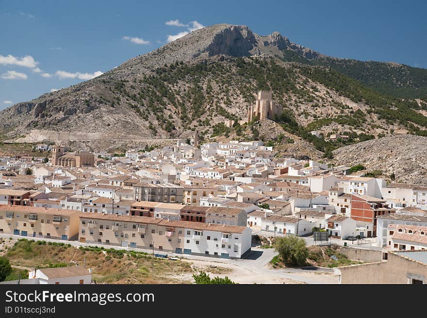 Panorama of castle overlooking Spain village